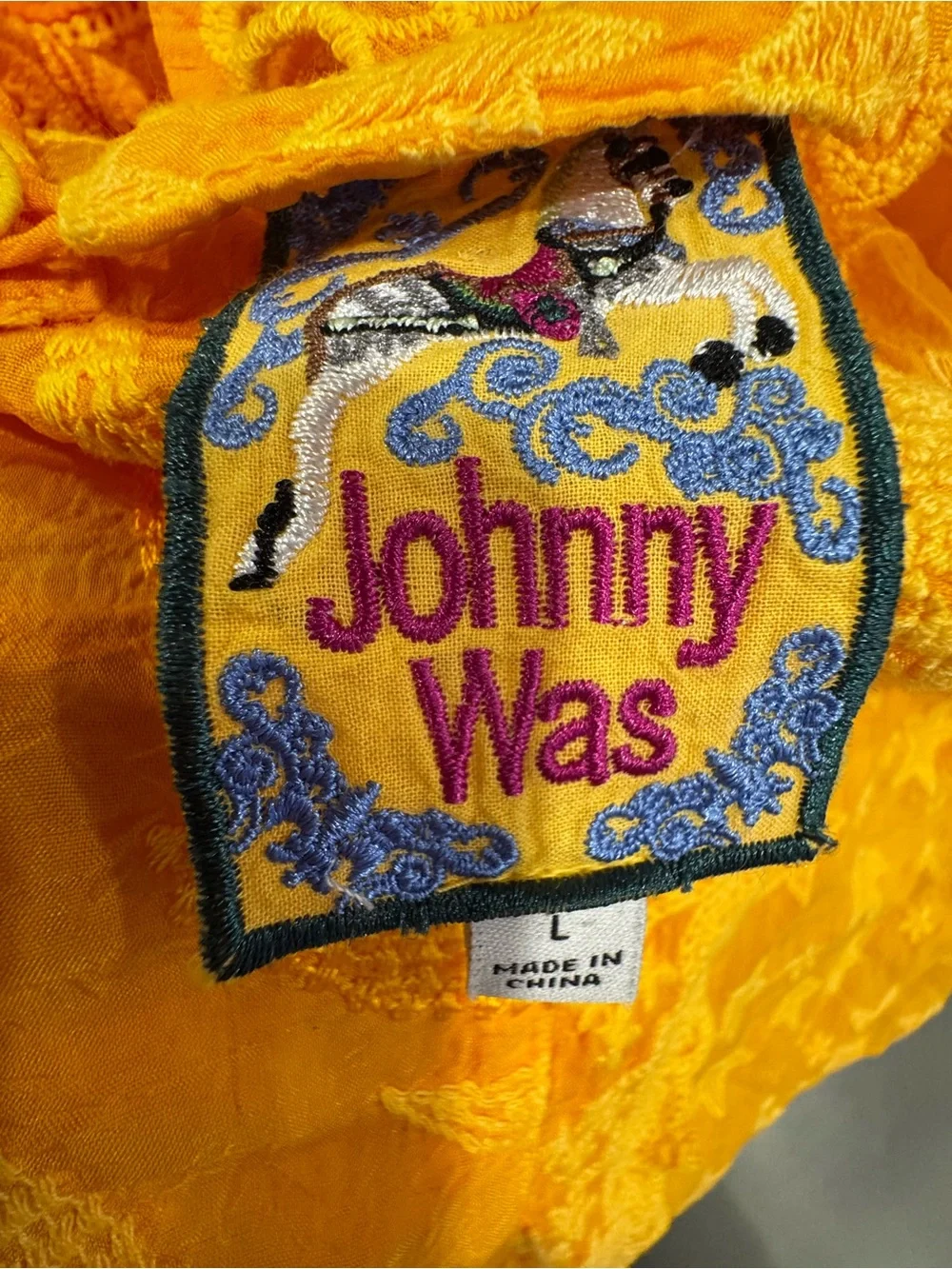 Johnny Was Leafy Concetta Embroidered Blouse Size L Yellow Sleeveless Keyhole